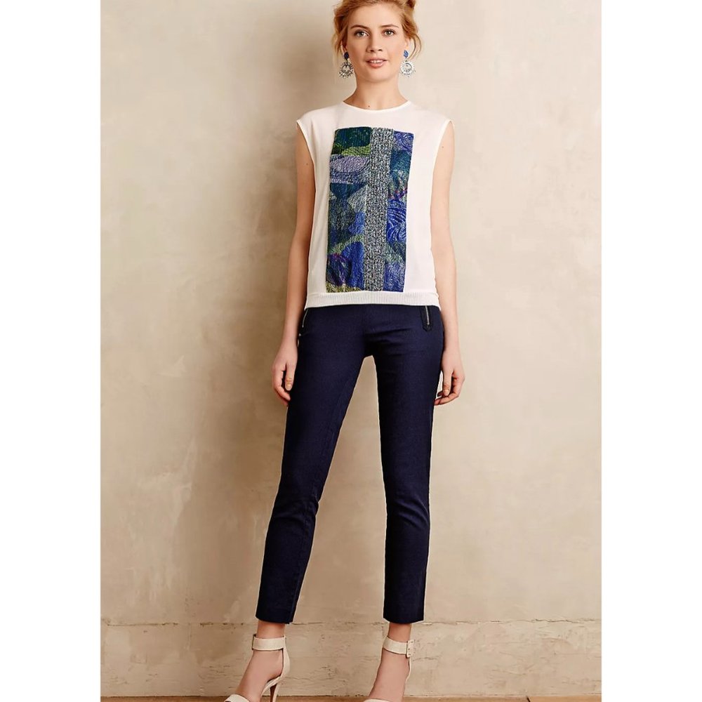 Anthropologie Cartonnier High-Rise Charlie Trousers in Navy - Size 4